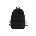 Mochila escolar negra minimalista de lona con bolsillo frontal de cremallera - Negro