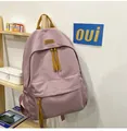 Minimalist lavender backpack with yellow handles and large storage for students - Lotus Pink