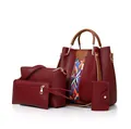 Set borse donna 4 pezzi color bordeaux con borsa a secchiello, tracolla e pochette - Borgogna