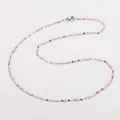 Catena sottile in acciaio inossidabile 304 con ciondoli ovali smaltati rosa - Acciaio + Smalto Rosa