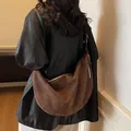 Borsa tote retrò in pelle scamosciata marrone scuro, grande borsa a spalla hobo per ufficio - caffè