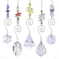 Vijfdelige kristallen suncatcher set met vlinderhangers en kleurrijke prismakralen - Vlinder En Hart Stijl