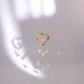 Acchiappasole a forma di cuore con perline arcobaleno e gocce di cristallo decor - Cuore