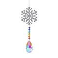 Detail of snowflake suncatcher with rainbow beads and crystal prism teardrop - Snowflake with 63mm Angel Tear Style