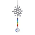 Detail of snowflake suncatcher with rainbow crystal beads and faceted glass ball - Metal Snowflake with 20mm Transparent Crystal Ball Style