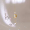 Acchiappasole con luna e stella dorate e prismi di cristallo per riflessi arcobaleno - Stile Faccia di Luna Pendente Stella