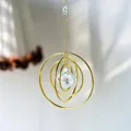 Golden galaxy suncatcher with concentric rings and faceted crystal ball pendant - 4-Ring Crystal Ball Style / 30cm