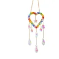 Golden heart-shaped suncatcher with rainbow crystal beads and star pendants - Heart