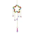 Rainbow crystal suncatcher with golden star frame and multi-colored beads - Pentagram