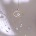 Atrapasol dorado con ojo místico, colgantes de luna y estrella y cristales arcoíris - 28cm / Estilo de Ojo Turco Perla de Cristal Redonda (款式三)