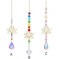Drei Varianten goldener Lotus-Kristall-Sonnenfänger mit AB-Beschichtung und Prismen - Lotus Stil A B Und C
