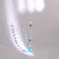 Rainbow crystal suncatcher with spiral metal tail and blue prism ball pendant - Multicolor Beads With Medium Blue Ball (Swivel Ring Style)