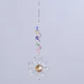 Detail showing crystal sunflower suncatcher with multi-colored beads and amber center - 28cm / Clear