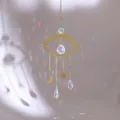 Atrapasol ojo turco dorado con piedras naturales y prismas de cristal para arcoíris - 28cm / Estilo de Ojo Turco Luna y Estrella (款式一)