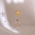 Detailed suncatcher with golden hollow star, crystal sphere and teardrop prism details - Star Leaf Style (Style 6)