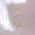Amethyst lotus suncatcher with natural crushed stones and crystal prisms for window decor - Lotus Style A