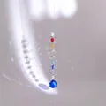 Detailed view of suncatcher with colorful beads and large blue crystal sphere - Multicolor Beads With Royal Blue Ball (Swivel Ring Style)
