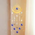 Grote maan en evil eye kristallen suncatcher met blauwe druppels en zonbedels - Stijl 3: Blauwe Ogen Maan / Zoals Getoond