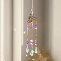Lotus suncatcher with amethyst chips and rainbow crystal prisms for window decor - Lotus Style A (49cm)