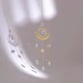 Grote zon en maan kristallen zonnevanger met gouden maanfase en sterrenprisma hangers - Holle Zon en Maan Stijl (Stijl 2)