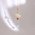 Kristall Sonnenfänger mit goldener Lotosblume und Regenbogen Prisma für Fenster Deko - Lotus Style C