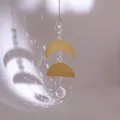 Golden brass moon suncatcher with natural crystals and rainbow light reflection - Moon Semi-Circle Crystal Ball Style (款式一)
