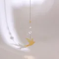 Goldene Metallvogel-Deko mit Sonnenanhängern und Kristallperlen für nordische Wände - Flügelspannweite Vogel Stil