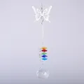 Detalle de atrapasol de cristal con mariposa de metal y cuentas multicolores - Diseño de Mariposa / 40cm de Longitud