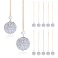 Lot de 12 boules décoratives blanches en strass pour mariage et sapin de Noël - Blanc / Blanc