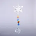 Attrape-soleil cristal flocon de neige avec perles octogonales colorées et boule facettée - Style Flocon de Neige / Boule de Cristal 40mm-44cm