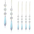 Set of 6 AB coated crystal suncatchers with teardrop prisms for window and wedding decor - Hexa Pendant Group