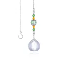 30mm crystal ball prism rainbow maker with colorful beads and silver metal floral accents - 40mm Crystal Ball / Green