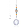 Clear crystal ball suncatcher with colorful beads and metal chain for garden decor - 40mm Crystal Ball / Champagne