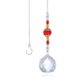 Clear crystal ball suncatcher with colorful prism beads for home garden decoration - 40mm Crystal Ball / Red