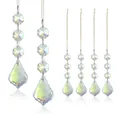 Set of 6 iridescent AB crystal glass teardrop prisms for wedding and party chandelier decor - Polyhedral Crystal Ball Style / AB Color