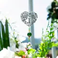 Zonvanger Levensboom Hart met kristallen kralen en prisma voor decoratie in de tuin - 35cm / Groene Hart Levensboom Stijl / 20mm Kristallen Bol