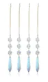 Set of 4 clear AB crystal teardrop prisms with octagonal beads for wedding decor - Quad Pendant Group