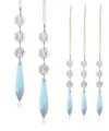 5-piece set of hanging AB crystal glass teardrop prisms with iridescent finish - Penta Pendant Group