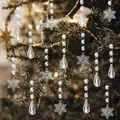 Set di 38 decorazioni trasparenti a fiocco di neve e ghiacciolo per l'albero di Natale - Stile Assortito (24016) / Bianco Trasparente