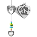 Memorial angel wings heart suncatcher with crystal beads and heart pendant - Angel Wing Heart Pendant Bagged / Silver