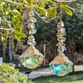 Set of 2 rainbow prism suncatchers with scallop crystal pendants and gold chains - Scallop Pendant / 30cm Length / AB Rainbow (2 Pieces Set)