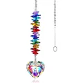 Rainbow crystal suncatcher with a large heart-shaped prism pendant for garden windows - Gradient Multicolor Heart Style