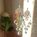 Atrapasol árbol de la vida con cuentas de cristal arcoíris y prismas para ventanas - Cuentas de colores y bolas blancas
