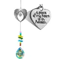 Angel wing memorial suncatcher with heart charm and faceted crystal prism pendant - Bagged Style