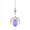 Atrapasol de alas de ángel con cristal de lágrima púrpura y decoración de alas - Colgante de Alas Estilo Forma de Laúd / Longitud 36cm