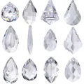 Set of 12 clear crystal suncatcher prisms with multiple cuts for garden and home decor - Type A Variety Shapes With Hanging Rings