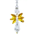 Sparkling crystal angel hanging ornament with bright yellow wings and clear glass facets - Yellow Angel Pendant