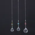 Set of 3 crystal suncatchers with faceted prism balls and colorful beads on silver chains - Style A / Combination Of 30mm And 40mm