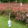Close-up of crystal suncatcher with a heart-shaped pet paw print metal charm and crystal ball - Style D Small Clear Crystal Ball / Silver