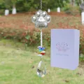 Suncatcher commémoratif patte d'animal en cristal avec perles arc-en-ciel et boîte - Patte + Pendentif Goutte d'eau (Boîte Cadeau)